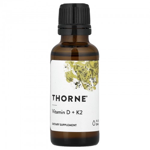 Thorne Research, витамины D и K2, 25 мкг (1000 МЕ), 30 мл Thorne Research, витамины D и K2, 25 мкг (1000 МЕ), 30 мл